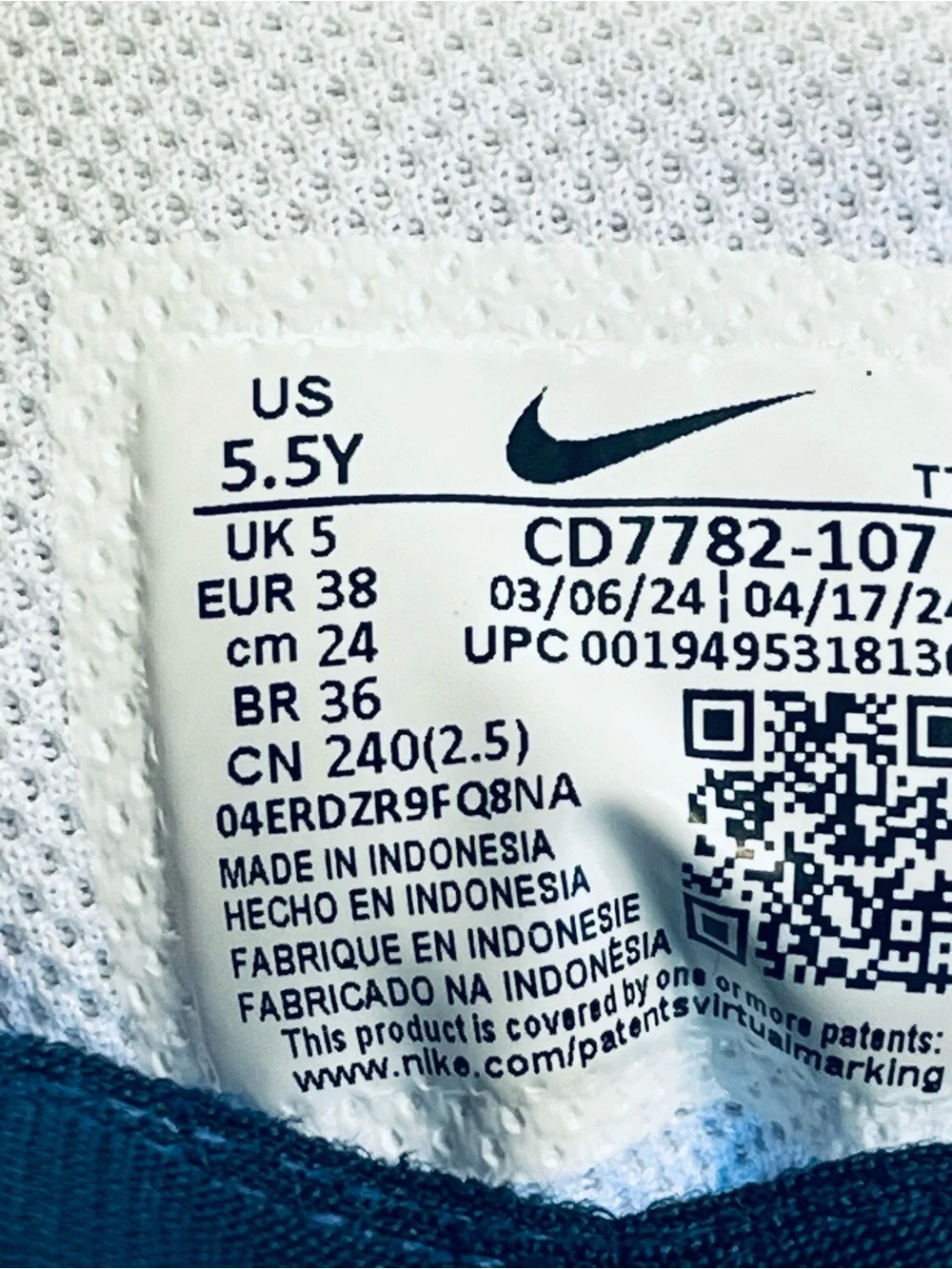 Nike Court Borough Mid 2 White Navy Blue Sneakers #CD7782-107 Big Boy:5.5 Y NEW